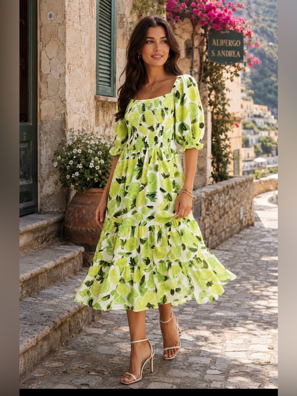 Steve Madden Sunny Lime Challis Midi dress- NWT size S